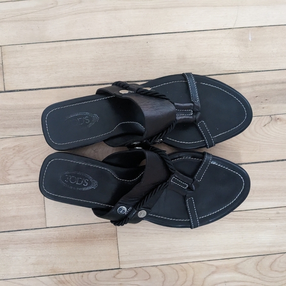 Tod's Black Leather Sandals - Picture 5 of 7
